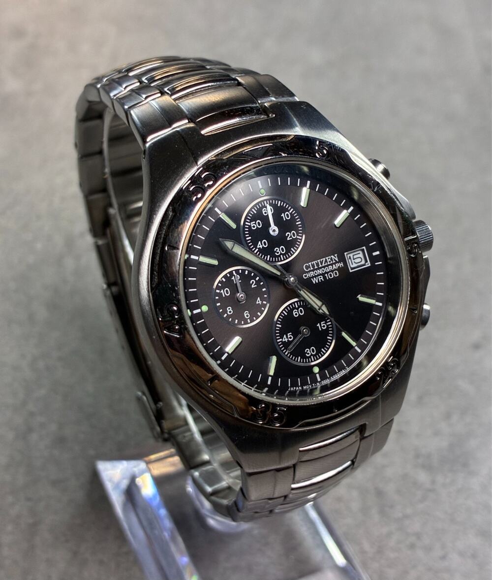 Citizen Men's Chronograph Watch 39mm Black Sunburst Dial WR100 Date Working